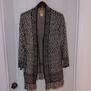 NWOT Ruby Road Cardigan, Great Fringed Hem, Size 2X, Open Front